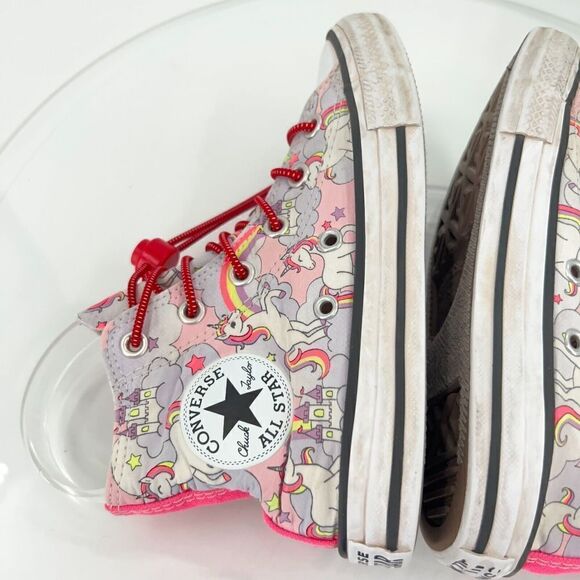 Converse Chuck Taylor Hi Top Sneakers Junior Kids 13 Unicorn Shoes Lace Up Girls - Picture 7 of 13